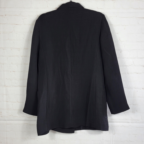 Eileen Fisher Double Breasted Textured Oversized Blazer Jacket in Black S/P - Picture 4 of 13